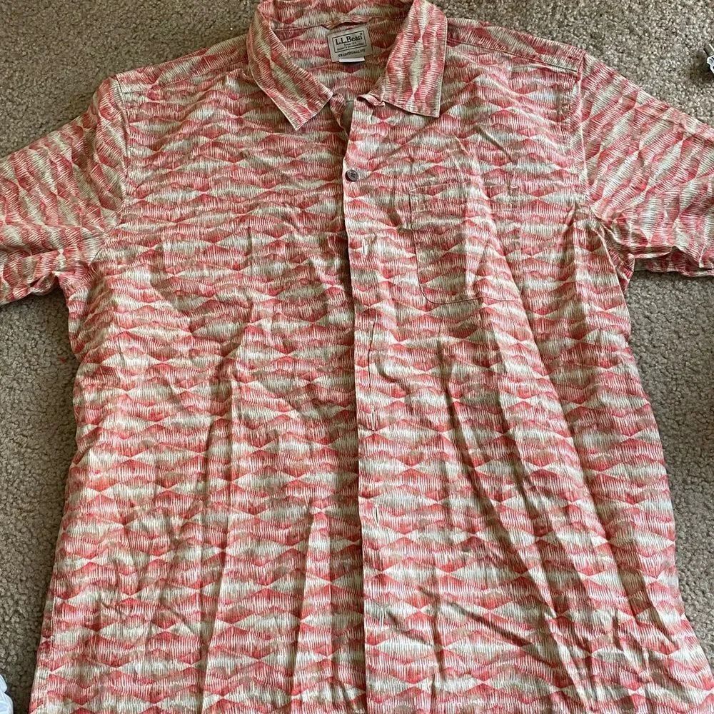 Mens L.L. Bean Abstract Designed Button Down Shirt